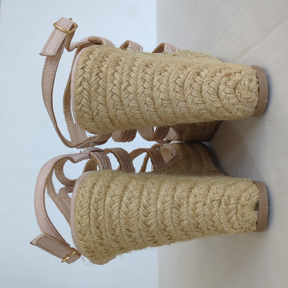 Wild Diva Lounge Strappy Jute Espadrille Wedge Sandal Shoes 10 Cream Beige/Tan - Picture 13 of 16